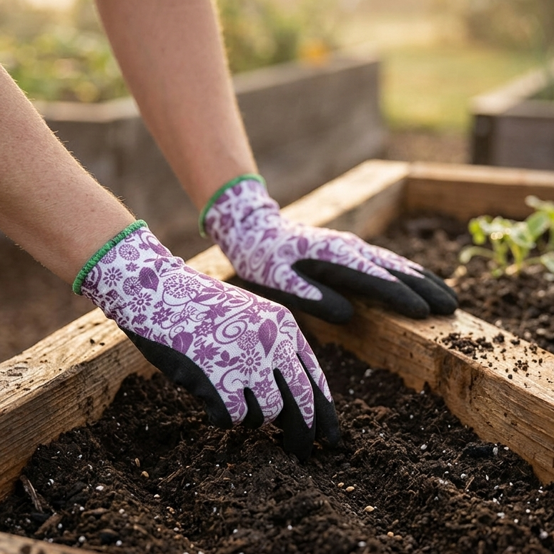 Foxglove Floral Garden Gloves - 6 Pack
