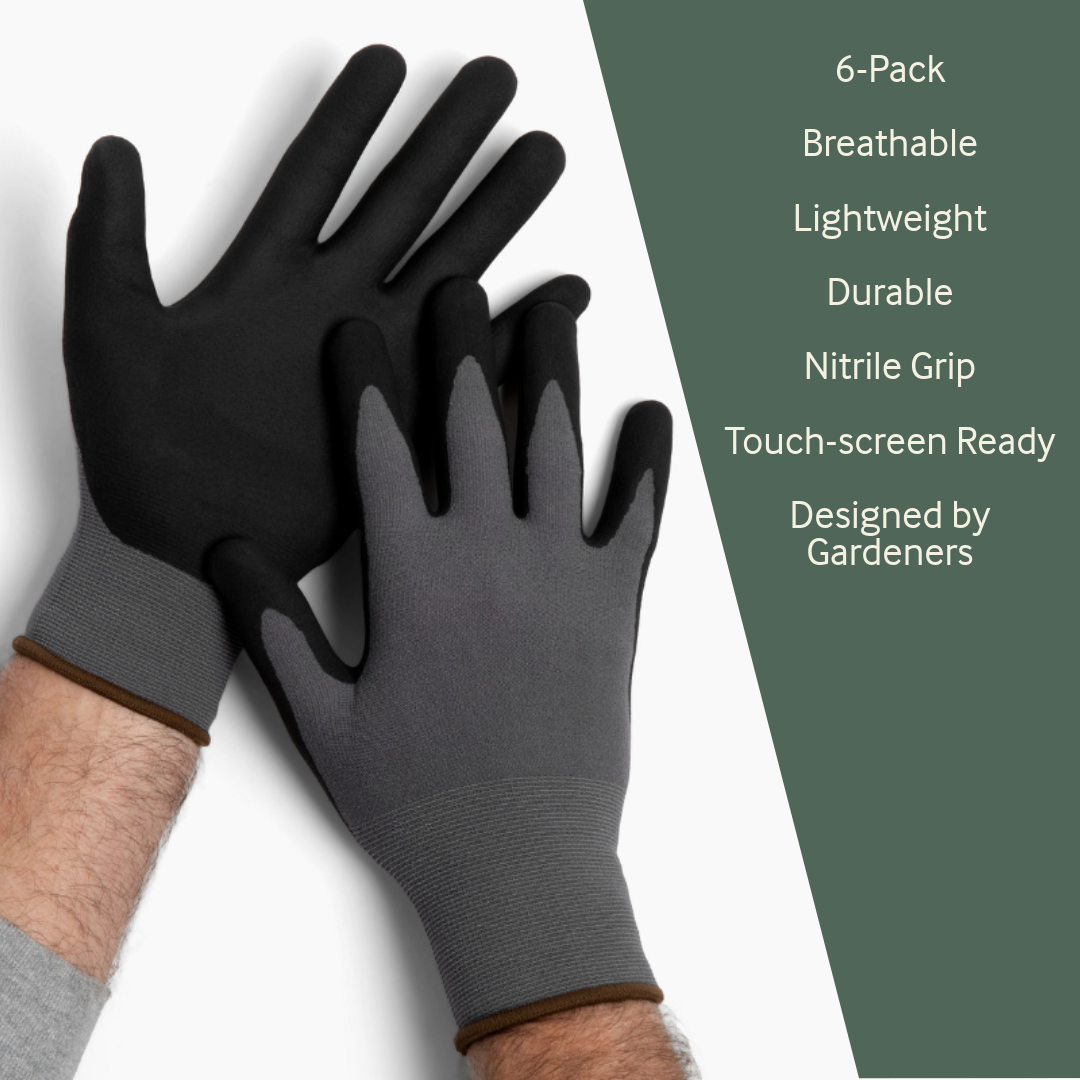 Heavy Duty Garden Gloves - 6 pack